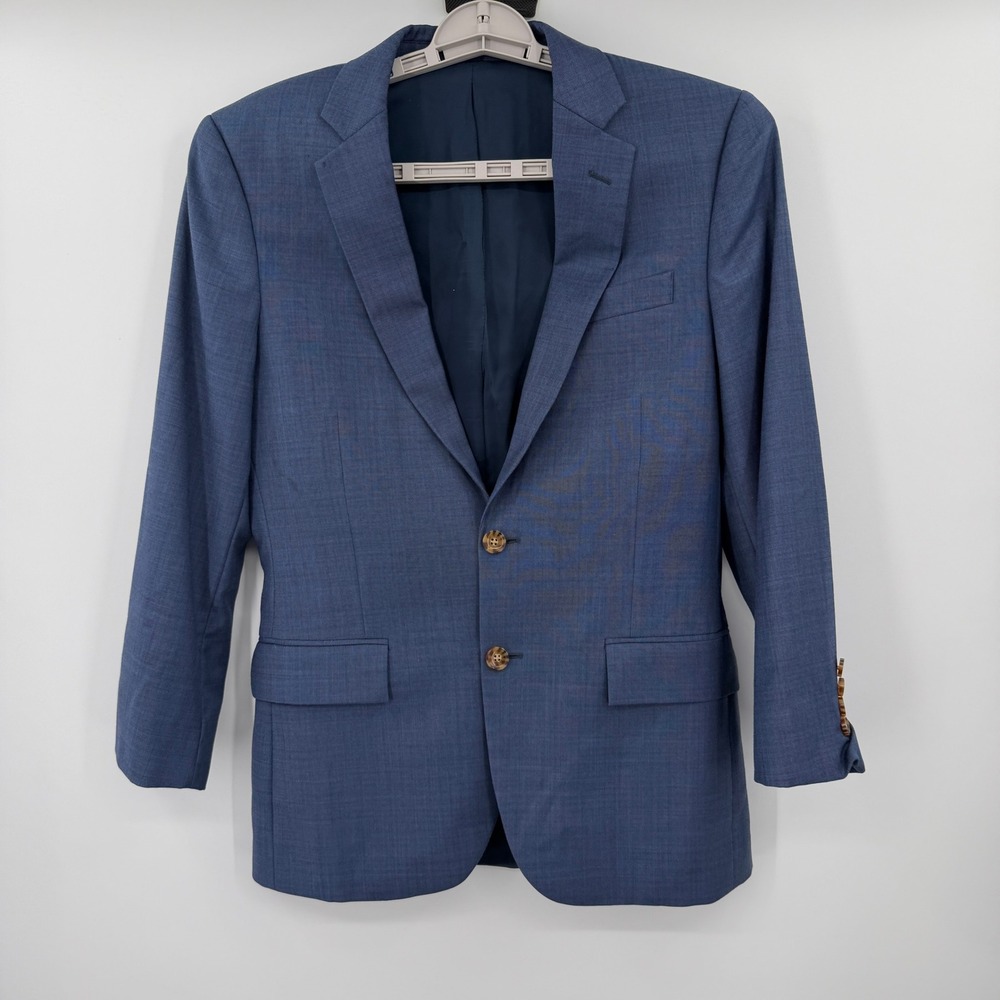J.Crew Thompson Blazer Mens 36S Blue 100% Wool 2 Button Sport Coat Suit Jacket